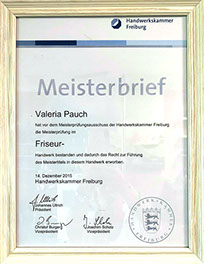 Meisterbrief Valeria Pauch