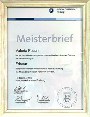 Meisterbrief Valeria Pauch
